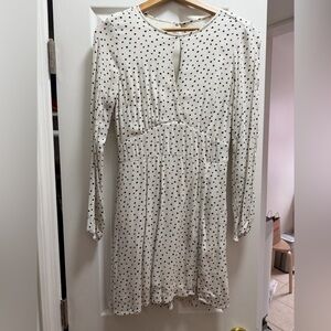 Abercrombie & Fitch Cream Long Sleeve Polka Dot Dress